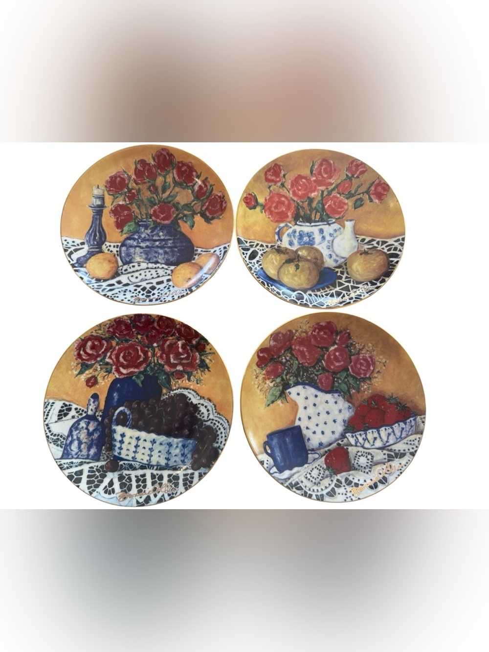 Bonnie Collins Porcelain Lace Plates Set of 4